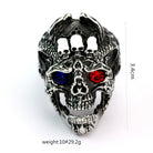 Kobine Men's Punk Blue & Red Eyes Skull Ring
