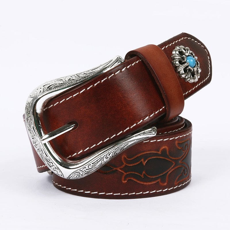 Kobine Men's Punk Carved Pattern Belt