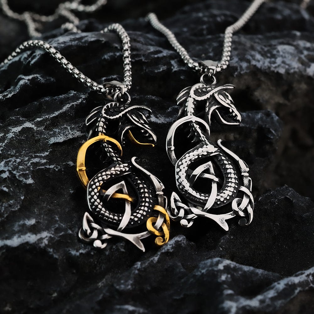 Kobine Men's Punk Celtic Dragon Knot Necklace