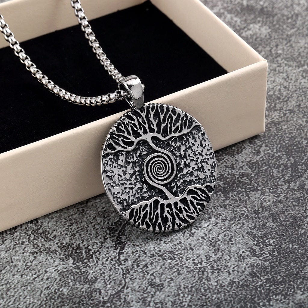 Kobine Men's Punk Celtic Tree of Life Spiral Necklace