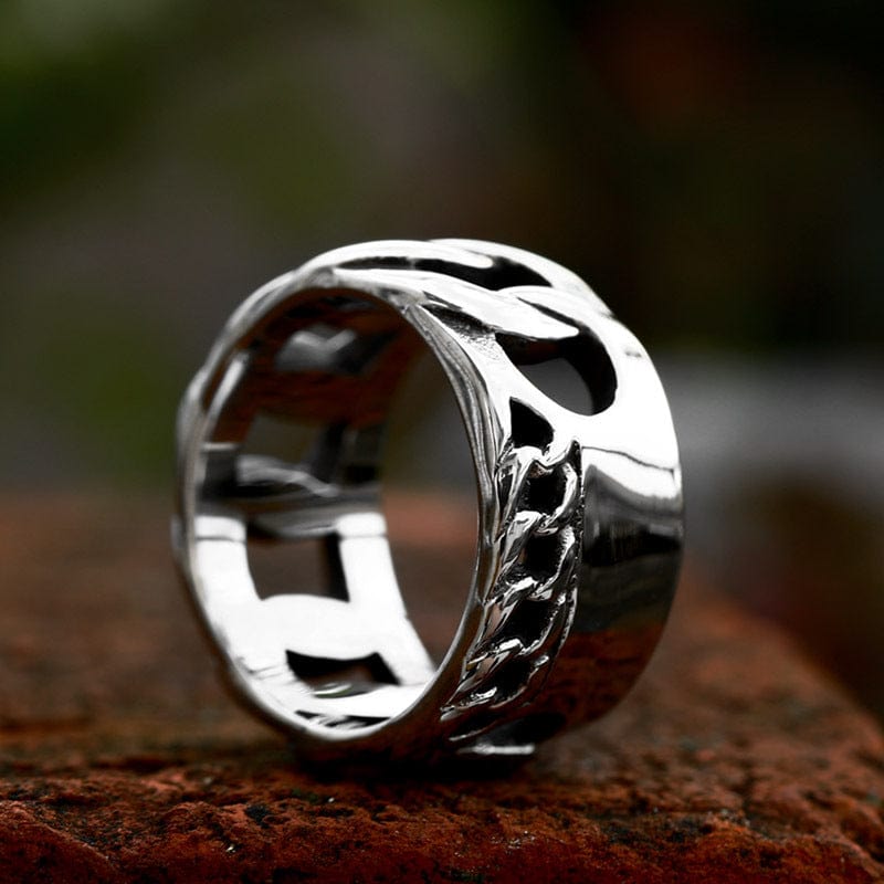 Kobine Men's Punk Chain Hollowed Ring