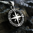 Kobine Men's Punk Compass Pendant Necklace