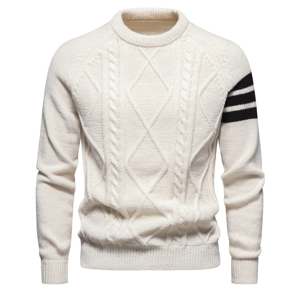 Kobine Men's Punk Contrast Color Diamond Knitted Sweater