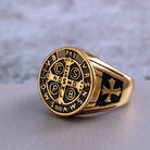 Kobine Men's Punk Cross Letter Ring