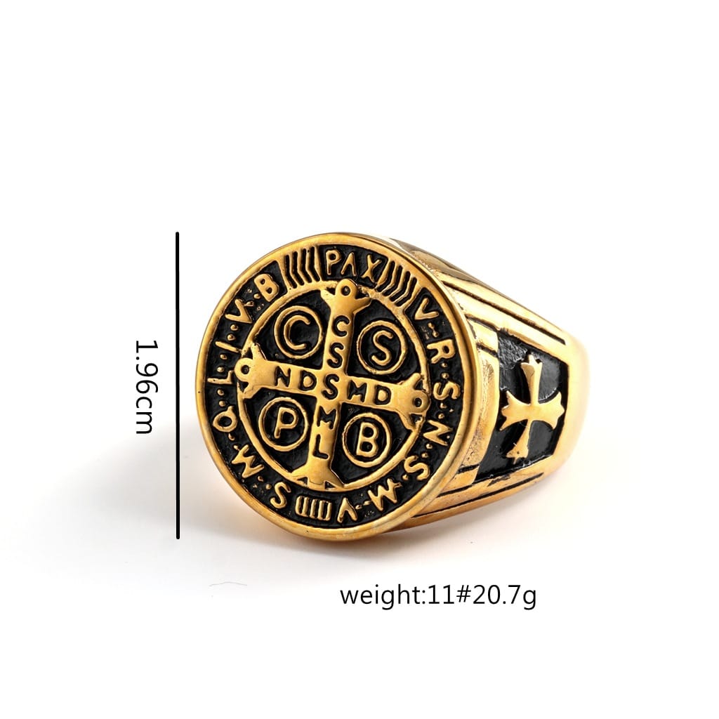 Kobine Men's Punk Cross Letter Ring
