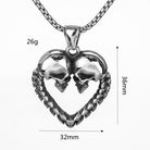 Kobine Men's Punk Cutout Heart Skull Pendant Necklace