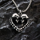Kobine Men's Punk Cutout Heart Skull Pendant Necklace