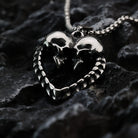 Kobine Men's Punk Cutout Heart Skull Pendant Necklace