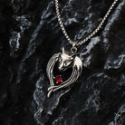 Kobine Men's Punk Cutout Wolf Head Pendant Necklace