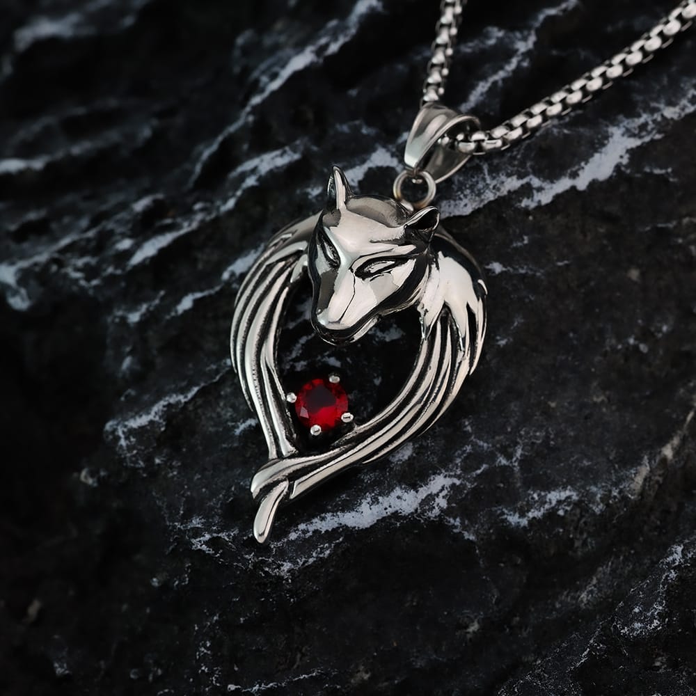 Kobine Men's Punk Cutout Wolf Head Pendant Necklace