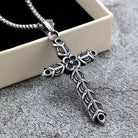 Kobine Men's Punk Decorative Pattern Cross Pendant Necklace