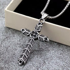 Kobine Men's Punk Decorative Pattern Cross Pendant Necklace