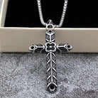 Kobine Men's Punk Decorative Pattern Cross Pendant Necklace