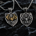 Kobine Men's Punk Deer Head Compass Shield Pendant Necklace