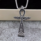 Kobine Men's Punk Diamante Eye Wing Cross Necklace