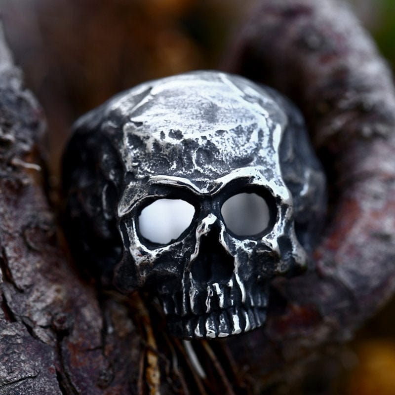 Kobine Men's Punk Distressed Skull Ring