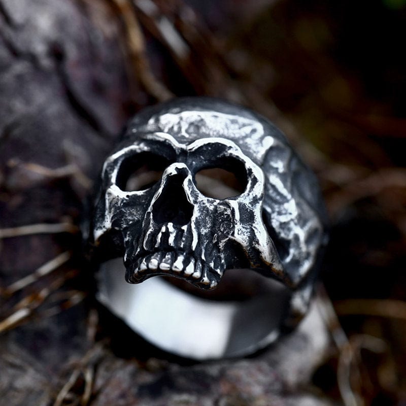 Kobine Men's Punk Distressed Skull Ring