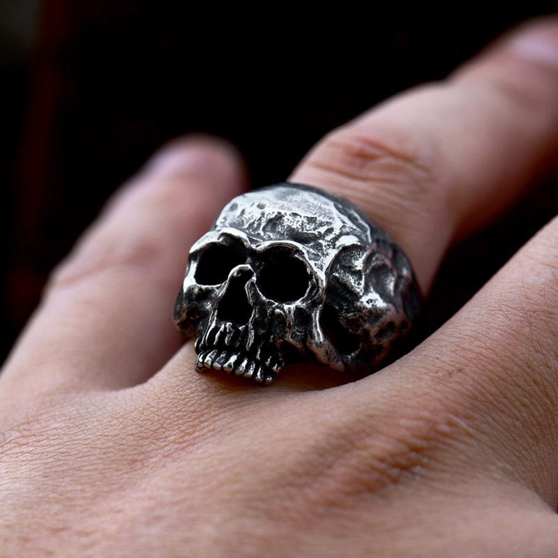 Kobine Men's Punk Distressed Skull Ring