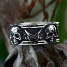 Kobine Men's Punk Double Scythe Skull Ring