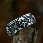 Kobine Men's Punk Double Scythe Skull Ring
