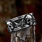 Kobine Men's Punk Double Scythe Skull Ring