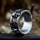 Kobine Men's Punk Double Scythe Skull Ring