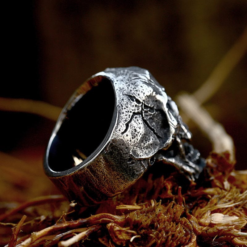 Kobine Men's Punk Double Skull Ring