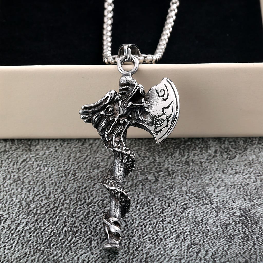 Kobine Men's Punk Dragon Axe Necklace