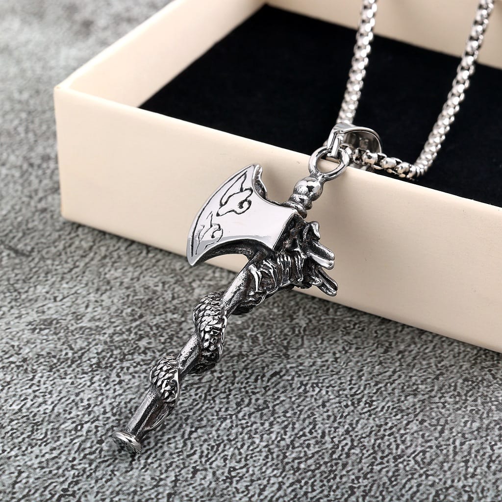 Kobine Men's Punk Dragon Axe Necklace