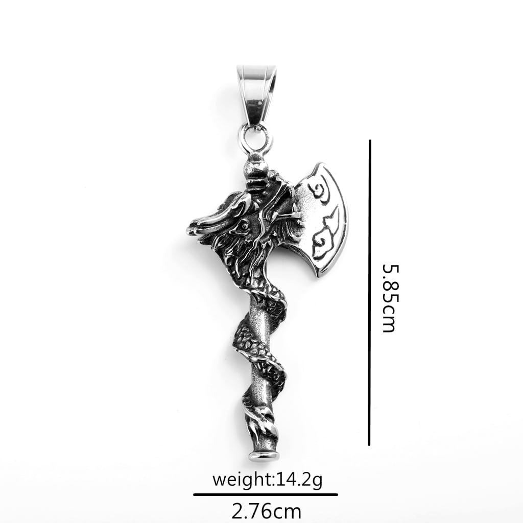 Kobine Men's Punk Dragon Axe Necklace