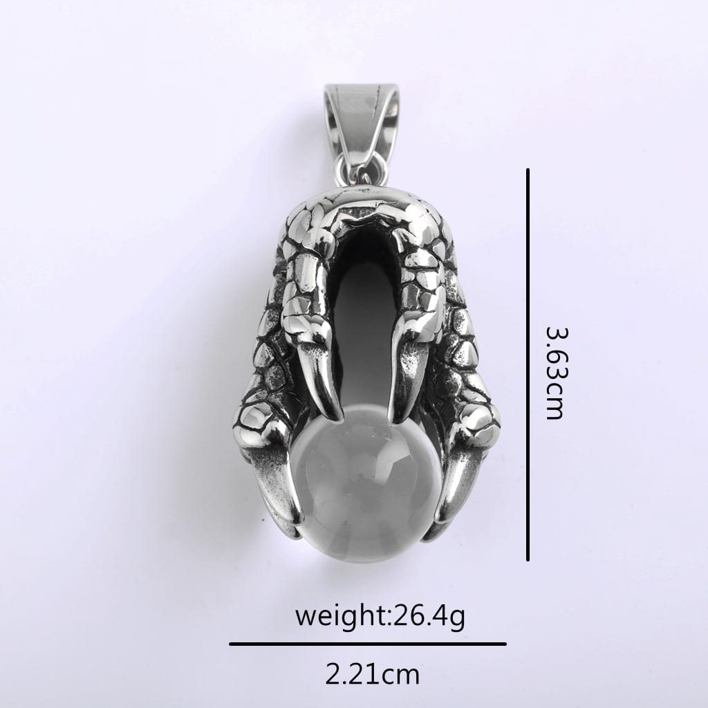 Kobine Men's Punk Dragon Claw Orb Necklace