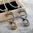 Kobine Men's Punk Dragon Infinity Symbol Pendant Necklace