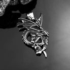 Kobine Men's Punk Dragon Skull Necklace