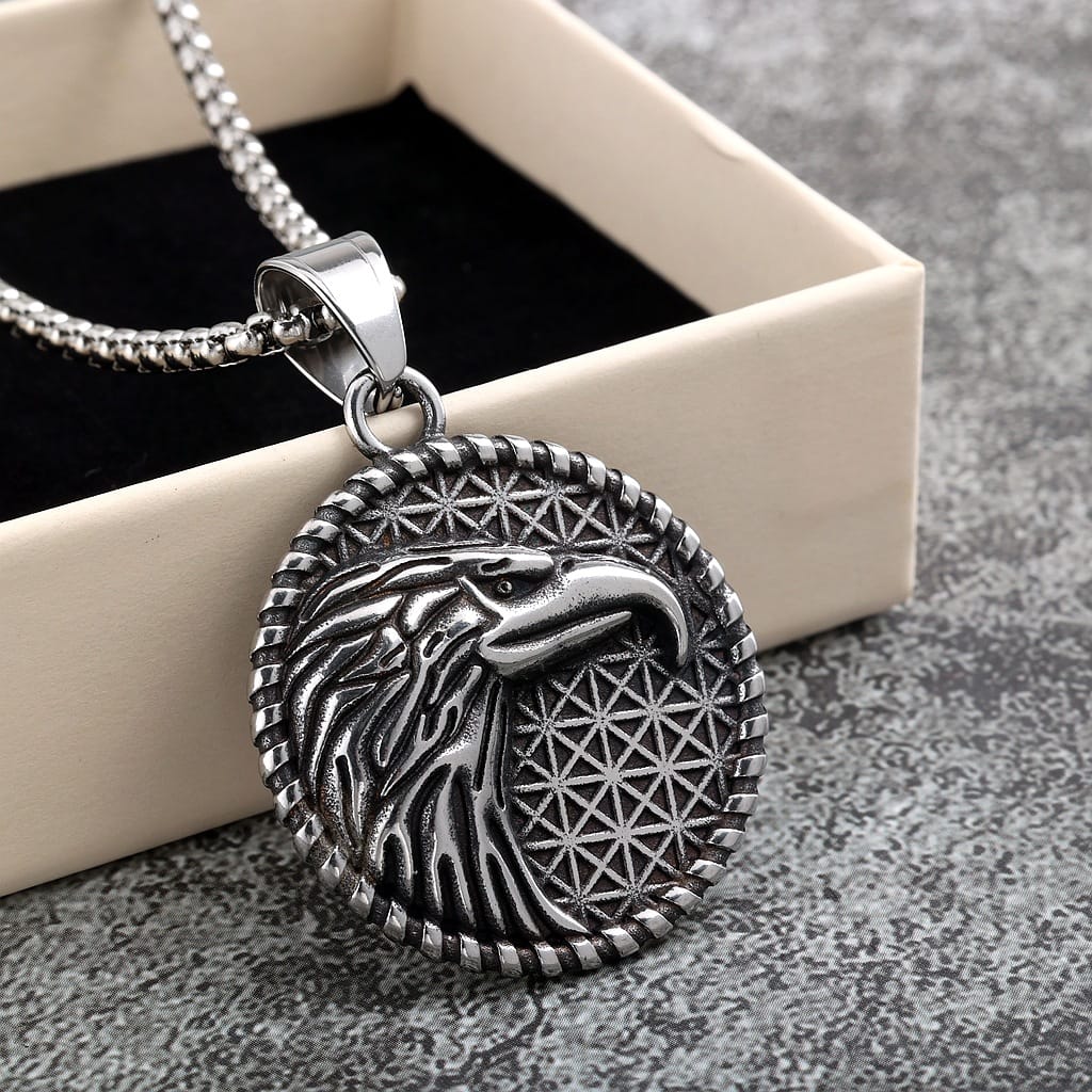 Kobine Men's Punk Eagle Embossed Necklace