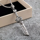 Kobine Men's Punk Embossed Broken Sword Necklace