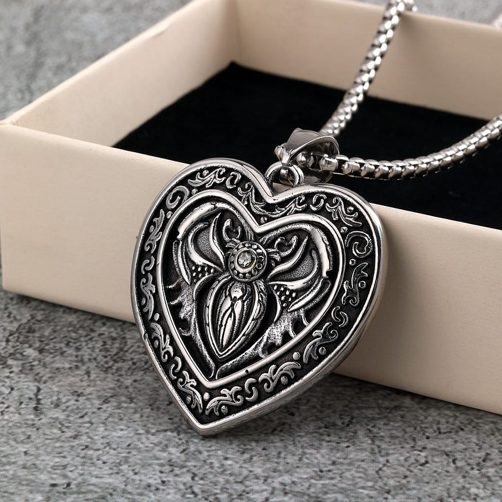 Kobine Men's Punk Embossed Heart Necklace
