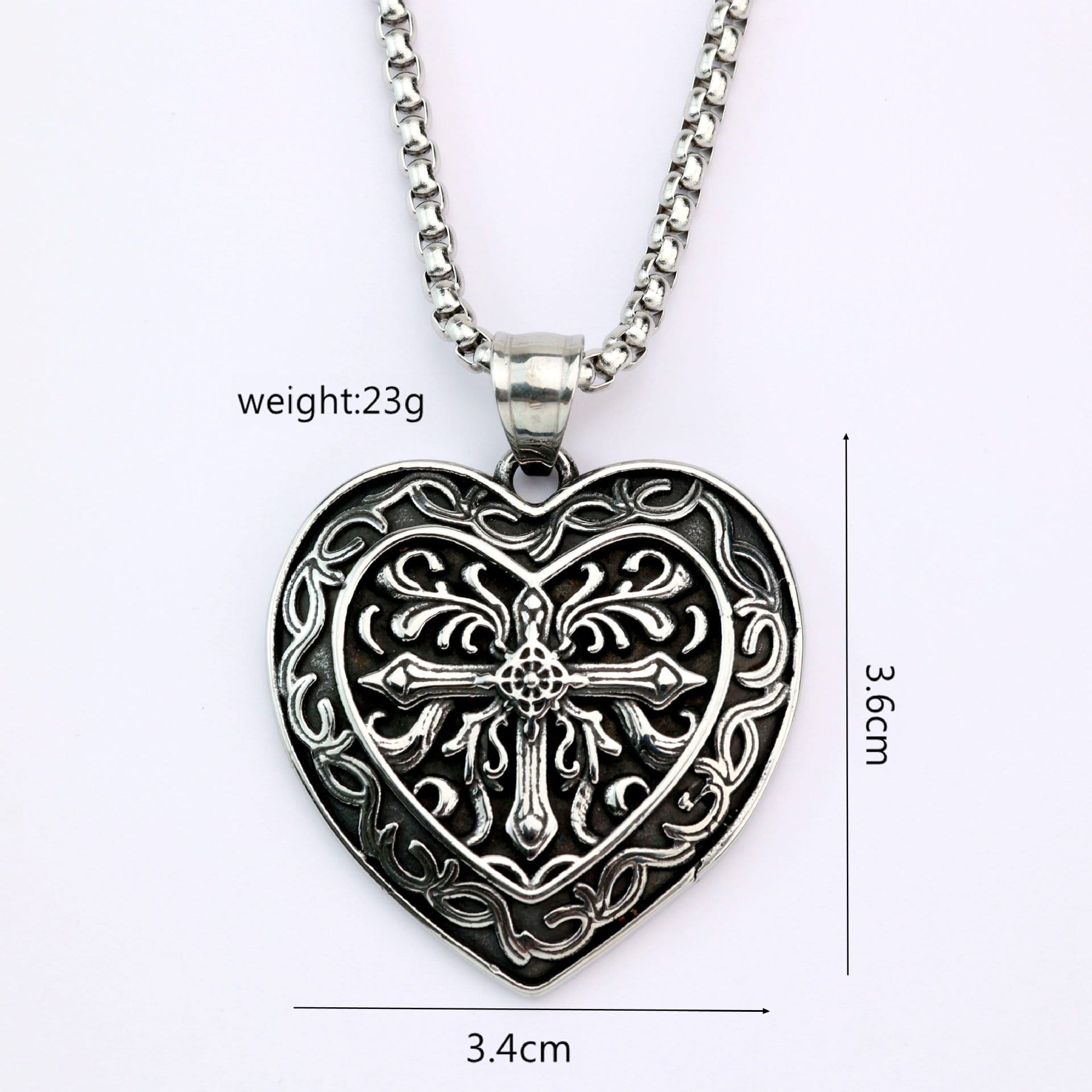 Kobine Men's Punk Embossed Heart Necklace