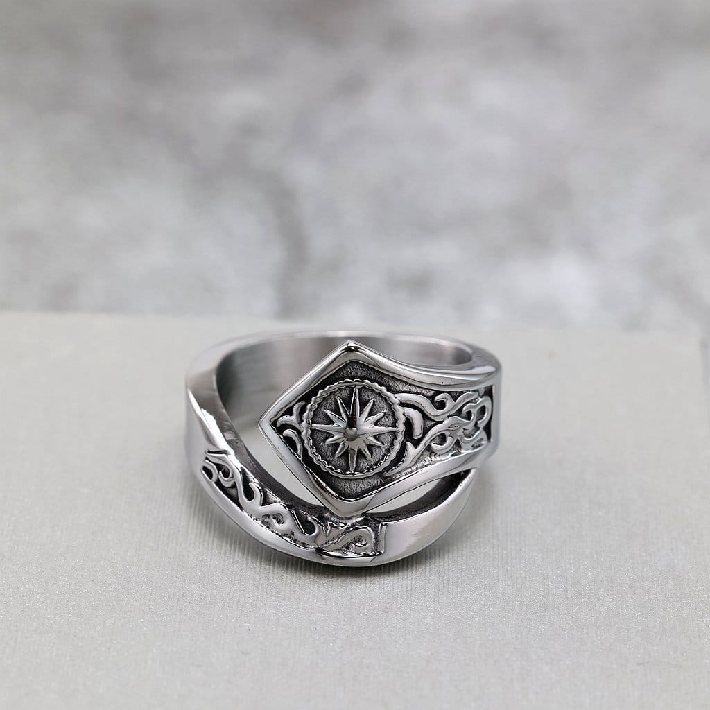Kobine Men's Punk Embossed Irregular Ring
