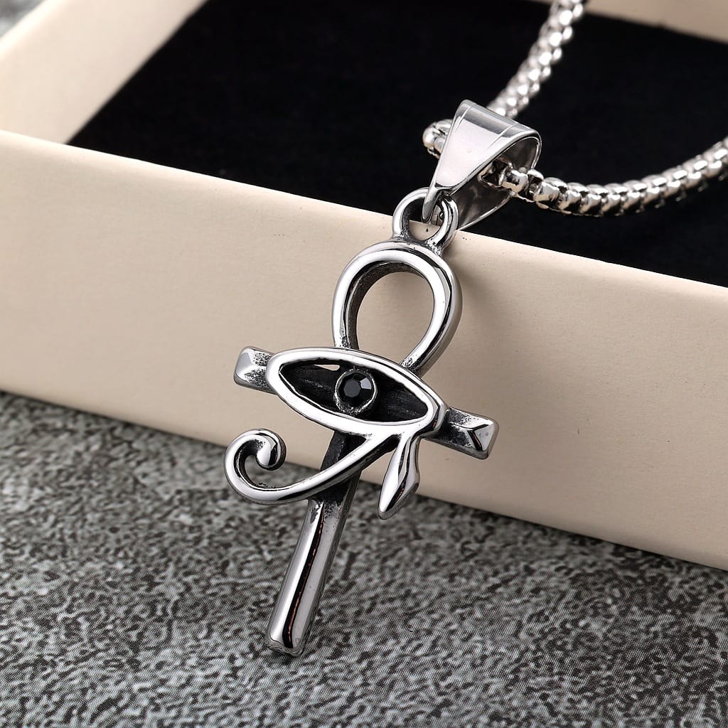 Kobine Men's Punk Eye Cross Necklace