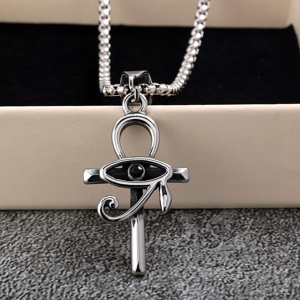 Kobine Men's Punk Eye Cross Necklace