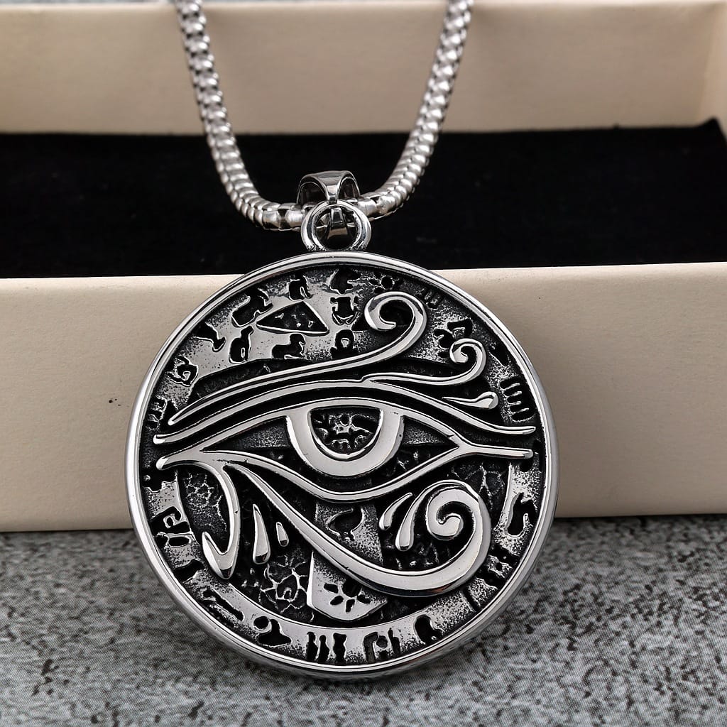 Kobine Men's Punk Eye Letter Necklace