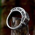 Kobine Men's Punk Floral Embossed Ring