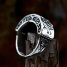 Kobine Men's Punk Floral Embossed Ring