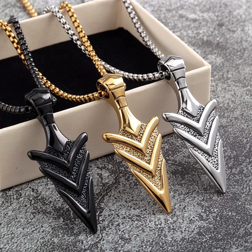 Kobine Men's Punk Geometric Arrow Necklace