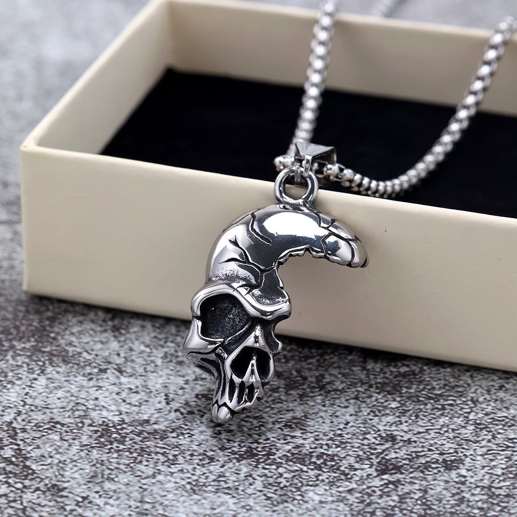 Kobine Men's Punk Half Skull Necklace