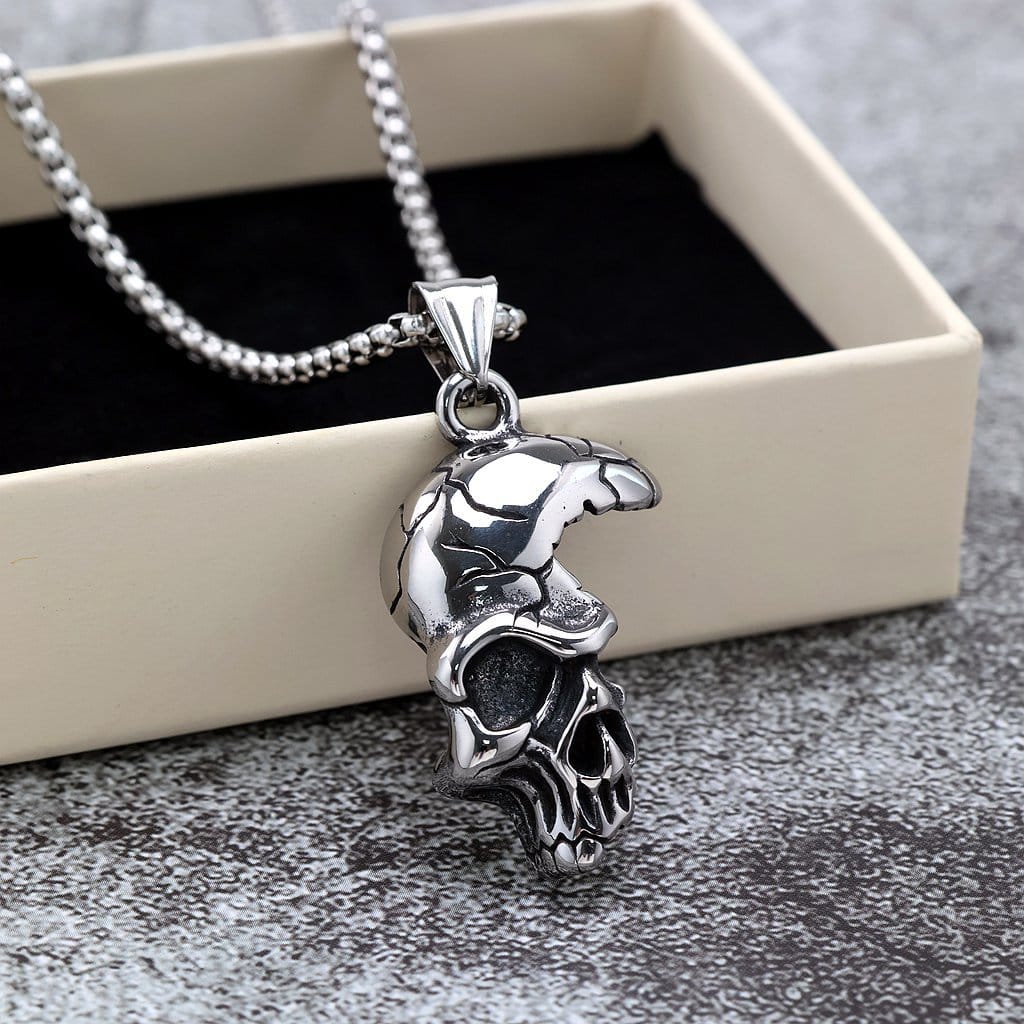 Kobine Men's Punk Half Skull Necklace