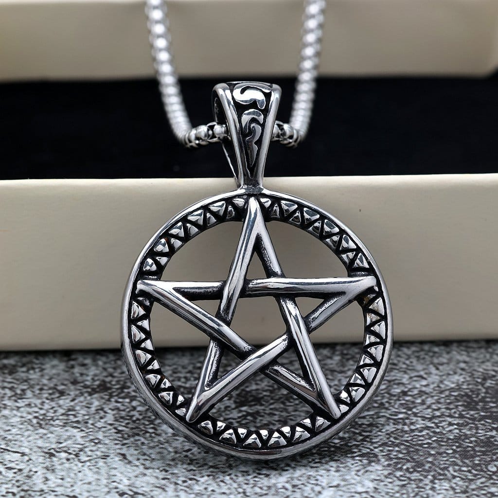 Kobine Men's Punk Hollow Out Pentacle Necklace