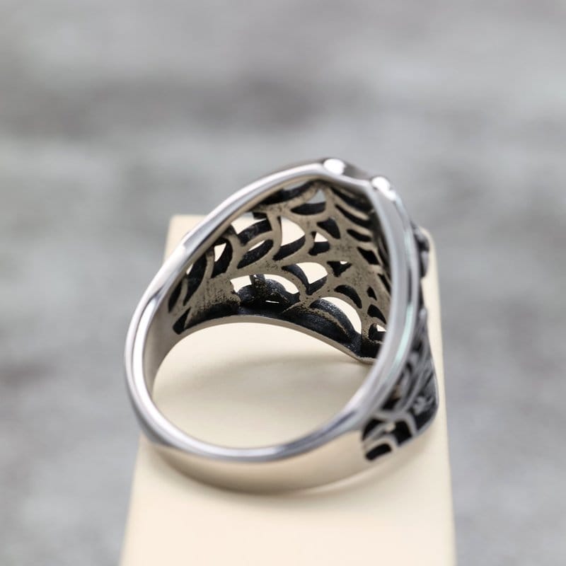 Kobine Men's Punk Hollow Out Spider Cobweb Ring