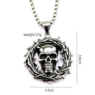 Kobine Men's Punk Hollow Out Thorns Skull Necklace