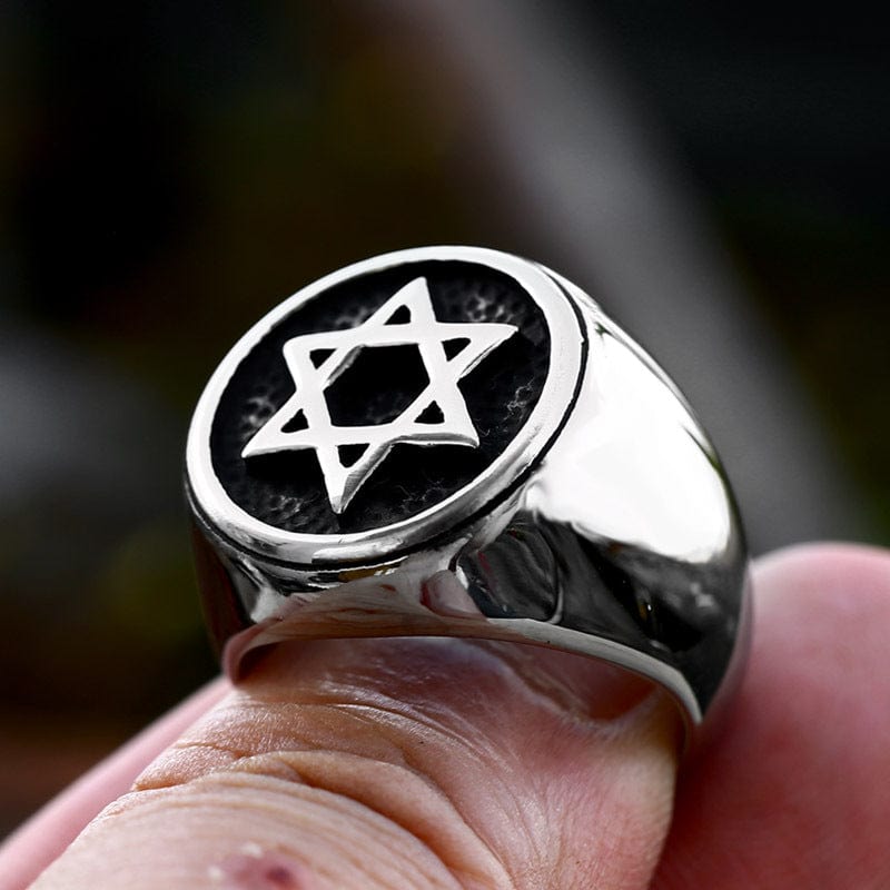 Kobine Men's Punk Hollowed Star Ring